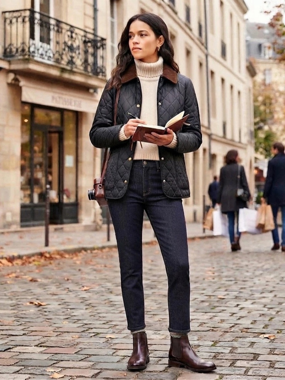 Hunter Women's Quilted Jacket in Black & Brown - Picture 6 of 6